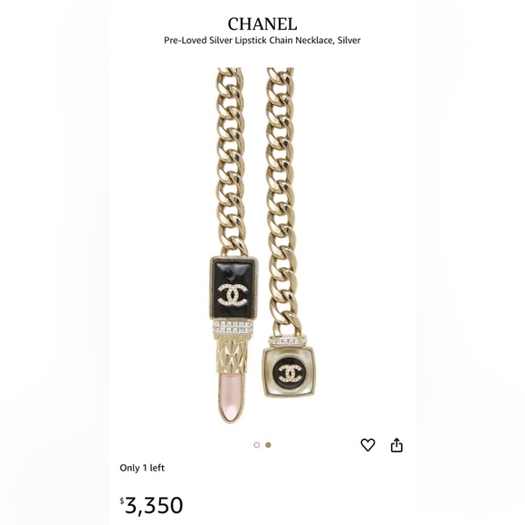 CHANEL Resin and Metal Strass Pearl Lipstick Necklace Pink Gold - Picture 16 of 16